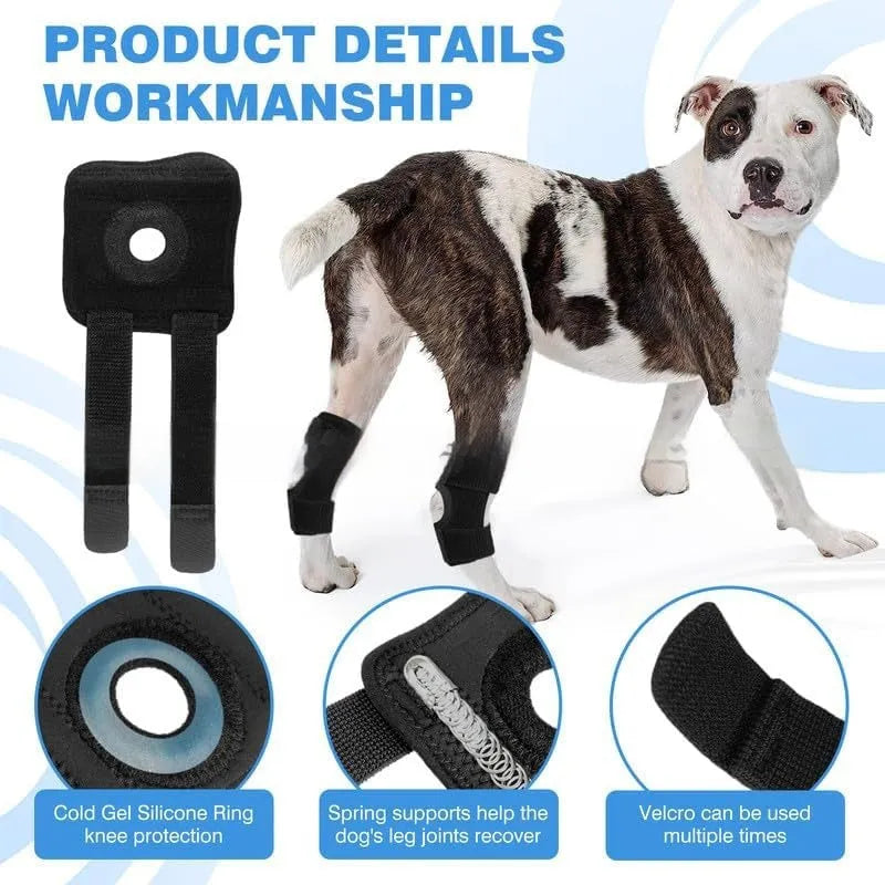 Black polyester dog leg guard for joint protection and ACL tear rehabilitation
