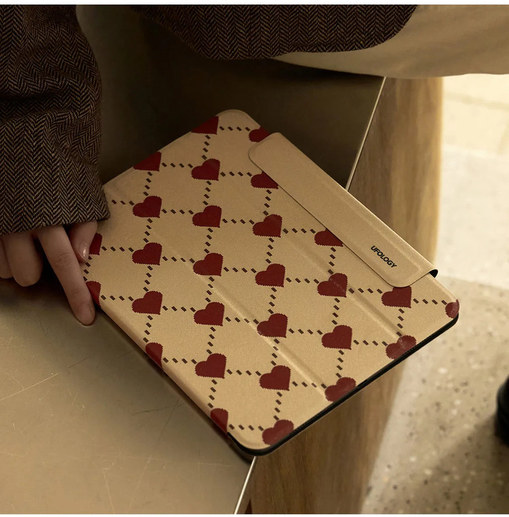 Magnetic polyurethane protective shell for 10.9-inch iPad Air 5 and iPad Air 4 tablets on a metal surface.