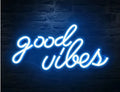 LED transparent acrylic neon light in Good Vibes size, USB powered, for wall hanging decoration