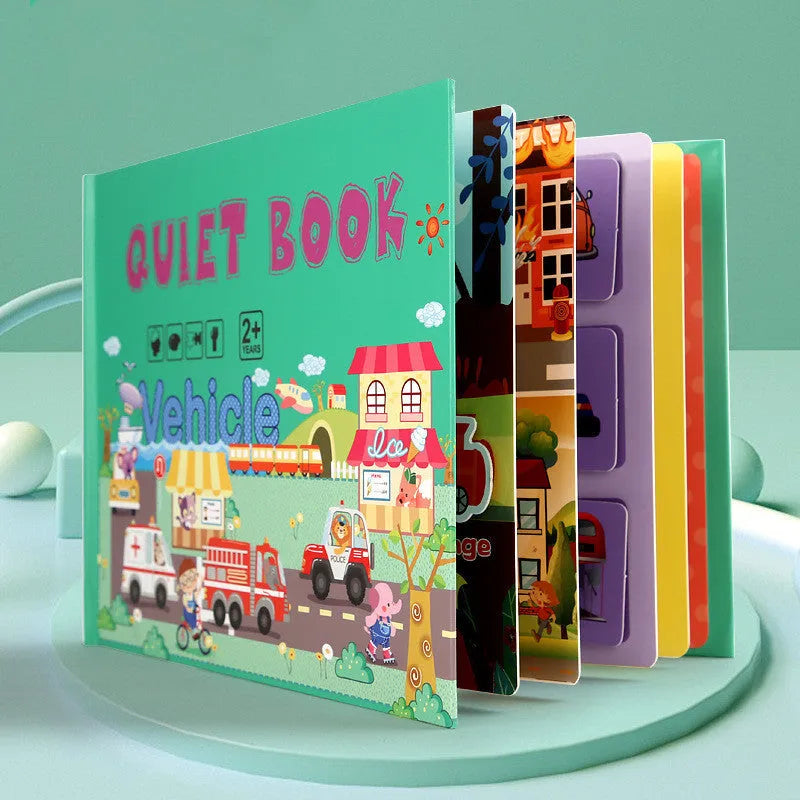 Wooden children's enlightenment sticker quiet book, 28 x 20.5 x 1.8 cm, for ages 4-6, themed paste activity book