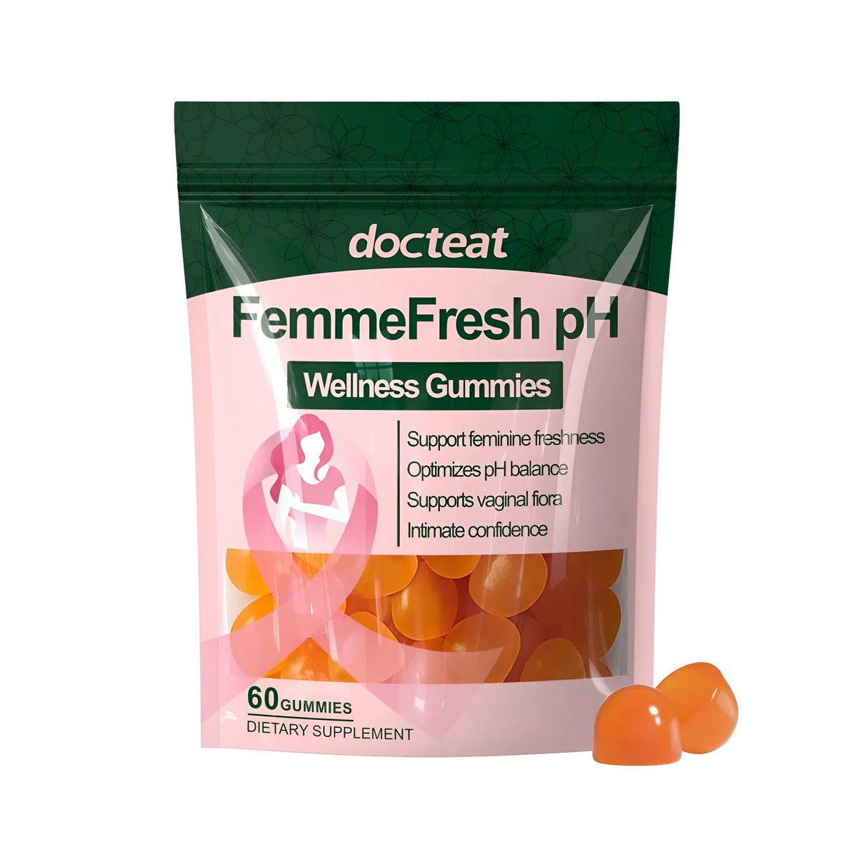 Women's Health Support Fudge gummies 60 pack with vitamin C, cranberry, pineapple powder, and lactobacillus acidophilus