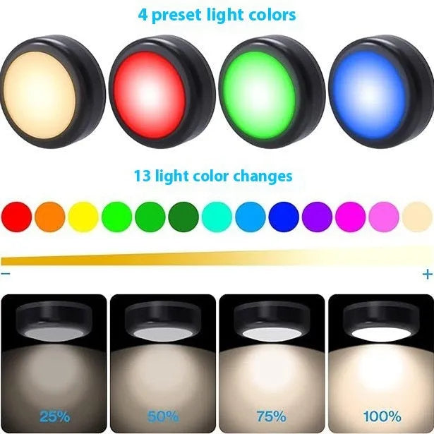 Black remote control LED night light set, six lamps and two remotes, 61.5mm RGB breathing light