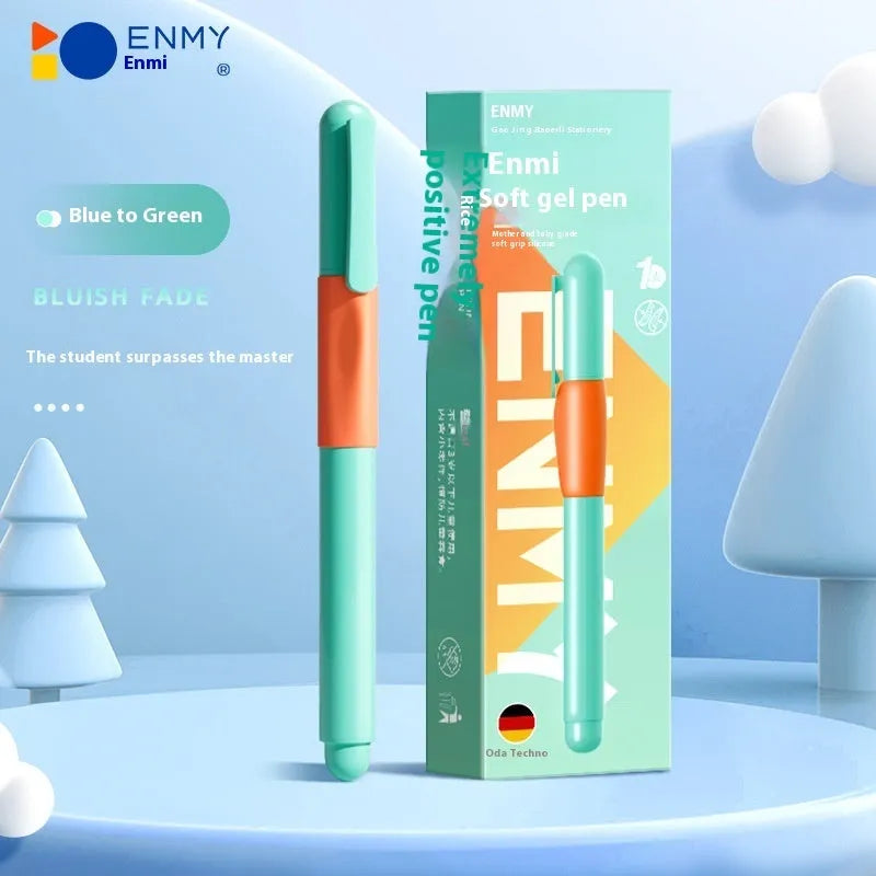 Student posture correction pen with triangular grip in blue, green, purple, and orange colour options