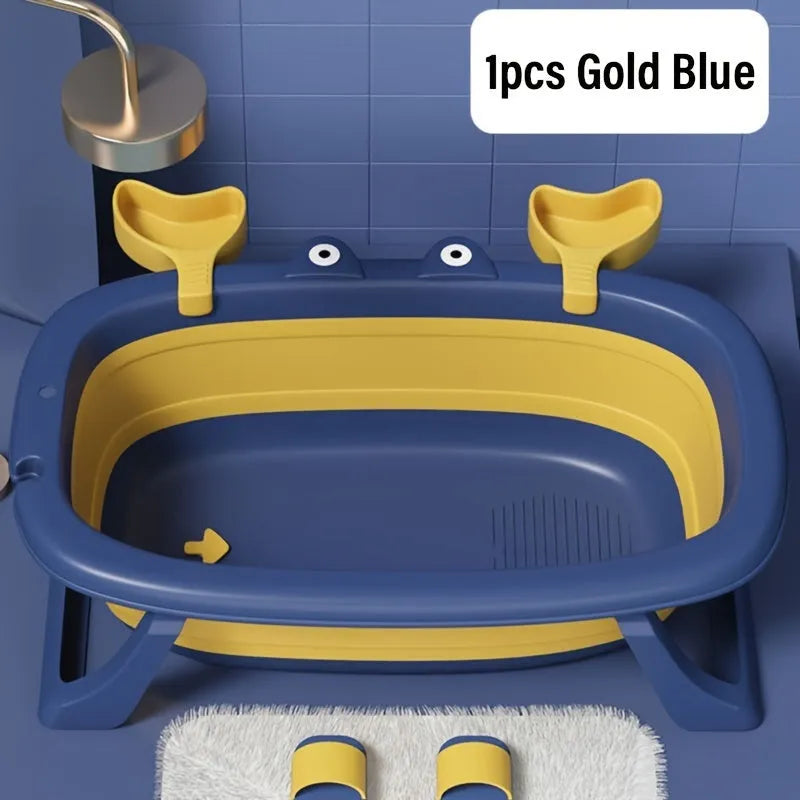 Blue foldable portable plastic pet bathing tub for small dogs and cats.
