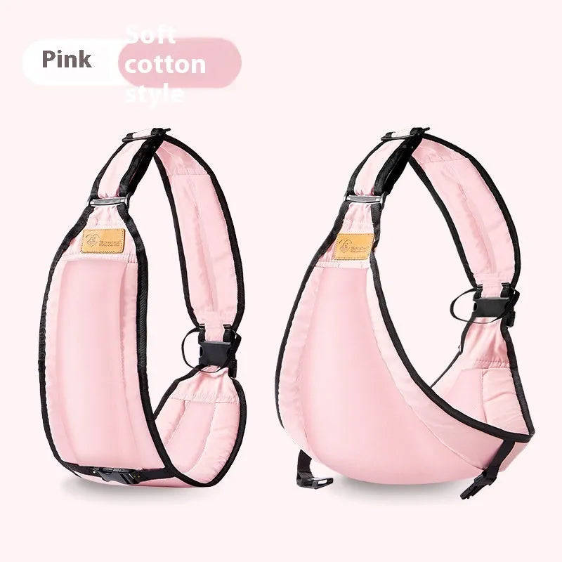 Baby carrier waist stool in cloth material, shown in one of four colour options: black, green, gray, or pink.