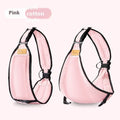 Baby carrier waist stool in cloth material, shown in one of four colour options: black, green, gray, or pink.