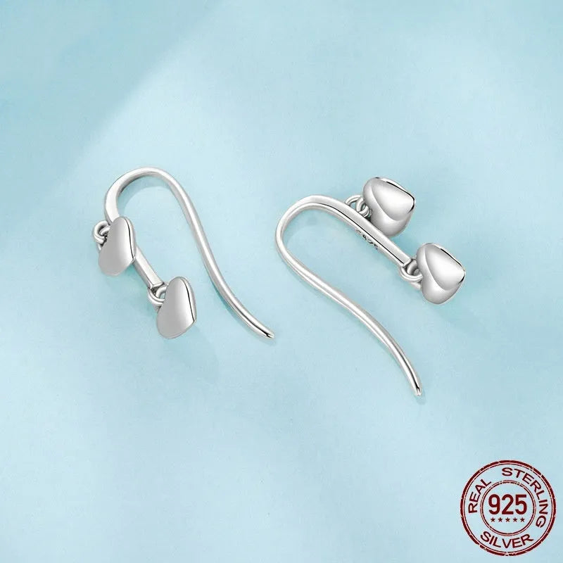 Pair of S925 sterling silver heart-shaped tassel ear hook earrings for women in colour SCE1927