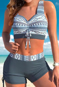 Women's solid colour bikini swimsuit with steel belt and removable chest pads
