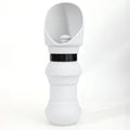 Silicone pet folding water cup shown in open and collapsed states, in assorted colours.