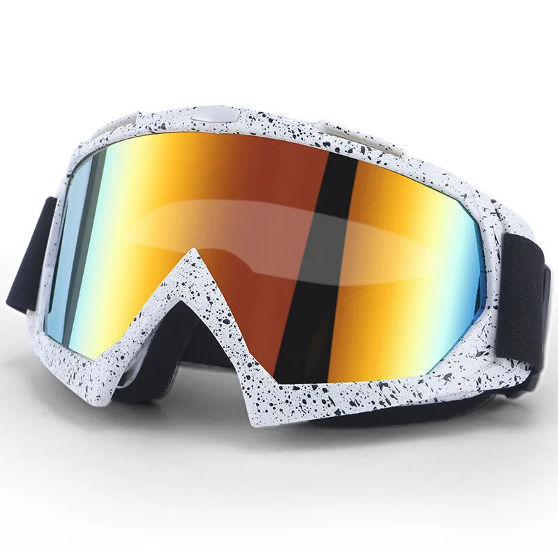 Adult motorcycle cross country goggles with pure TPU full rim frame and windproof design on grey background