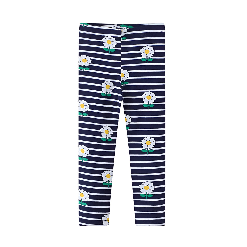 Girls' slim cotton leggings, neutral unisex design, sizes 2T-7T for ages 3-8, 96% cotton, all-season.