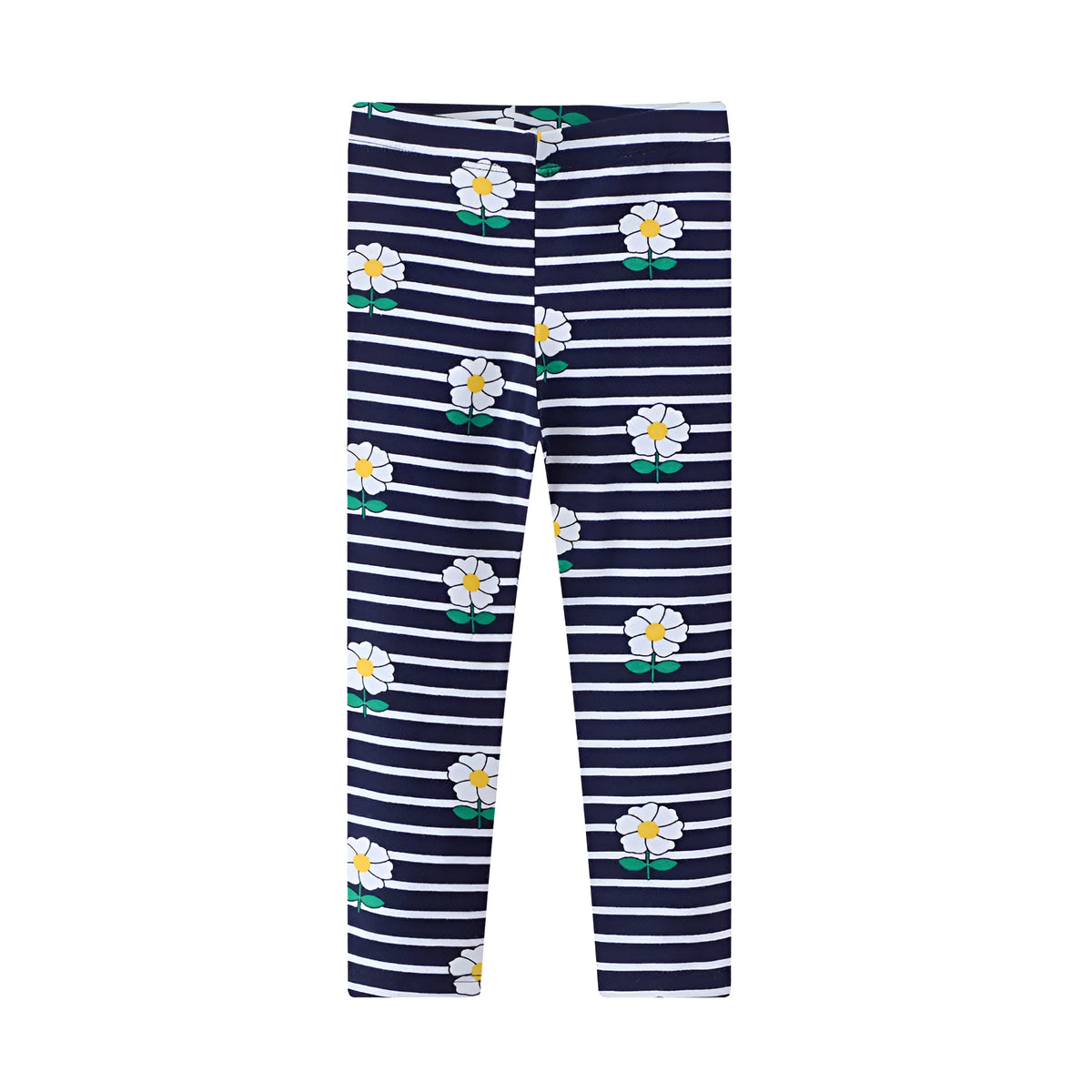 Girls' slim cotton leggings, neutral unisex design, sizes 2T-7T for ages 3-8, 96% cotton, all-season.