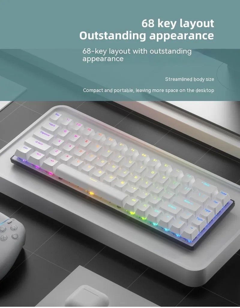 RGB light-emitting wired portable keypad, ABS body, 312 x 104 x 35mm, 1.5m cable, black and white colour options