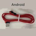Black USB fast charging cable with denim fabric sheath and aluminium connectors shown at different lengths.