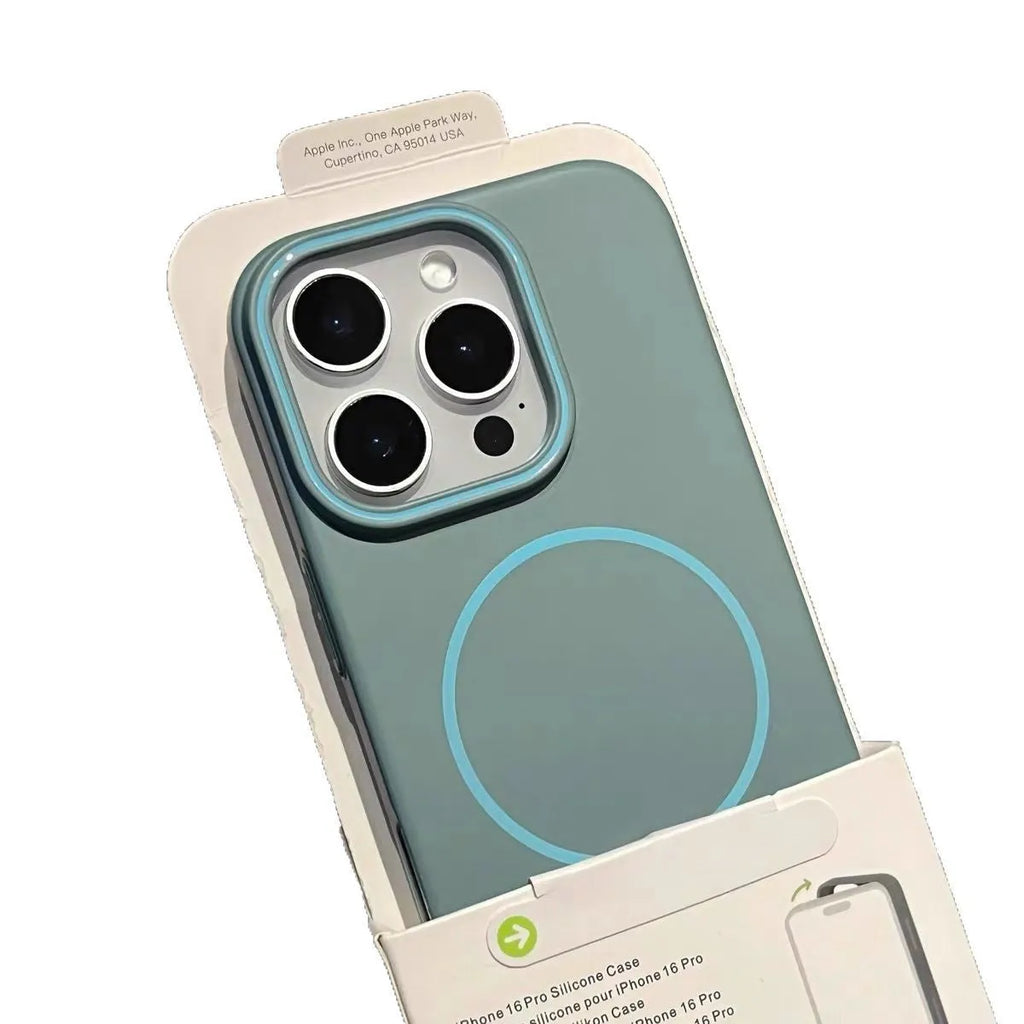 Fine Circle Magnetic Phone Case Frosted Hard Shell in gray for iPhone showing magnetic ring and frosted texture