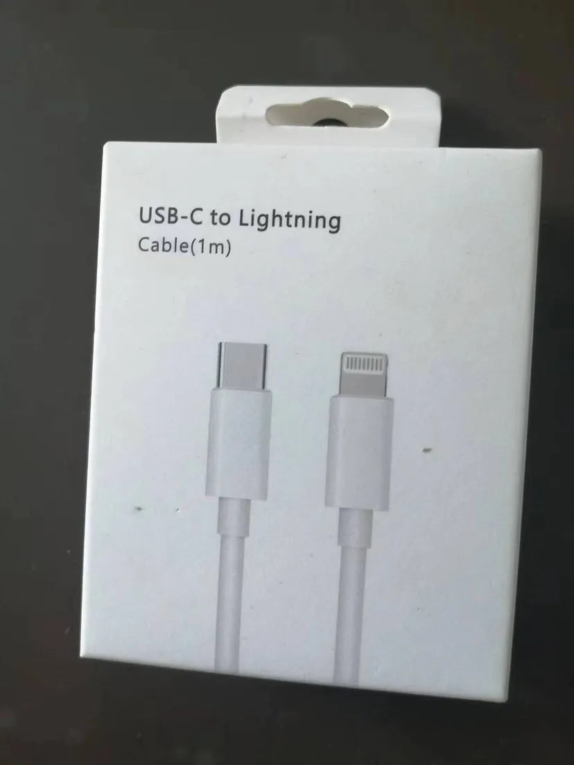 White 20W PD British standard mobile phone charger with Type-C fast charging cable