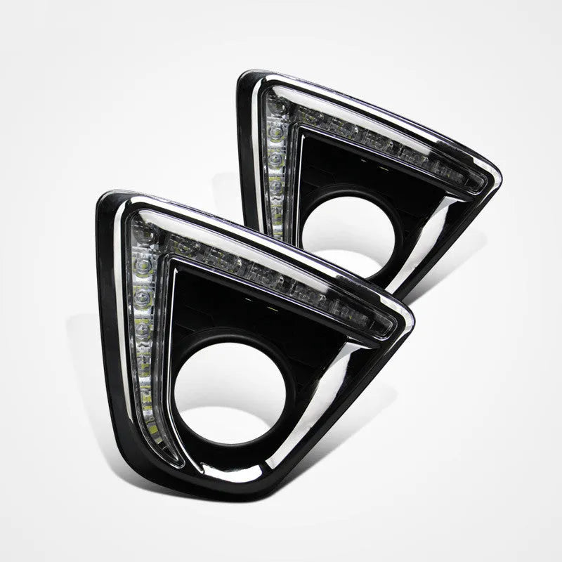 Mazda CX-5 LED daytime running light kit showing electroplated white variant with 12V operation