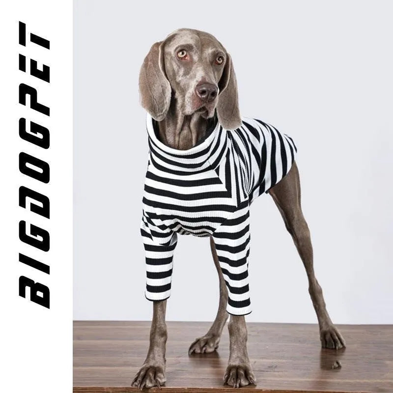 Large breed dog clothing with thin inner lining in black and white colour options