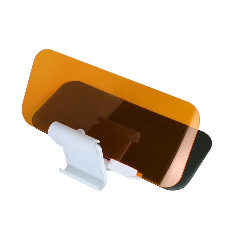 Yellow car anti-glare sun visor with acrylic lens and ABS button for UV protection and glare reduction