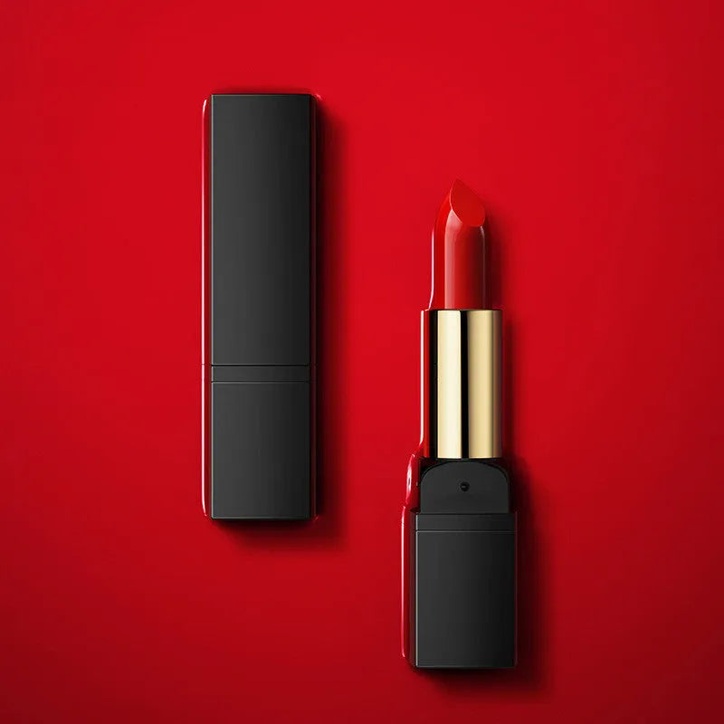 Moisturising lipstick 3.8g in eight shades including red, cherry, plum, and rose bean paste for daily lip makeup