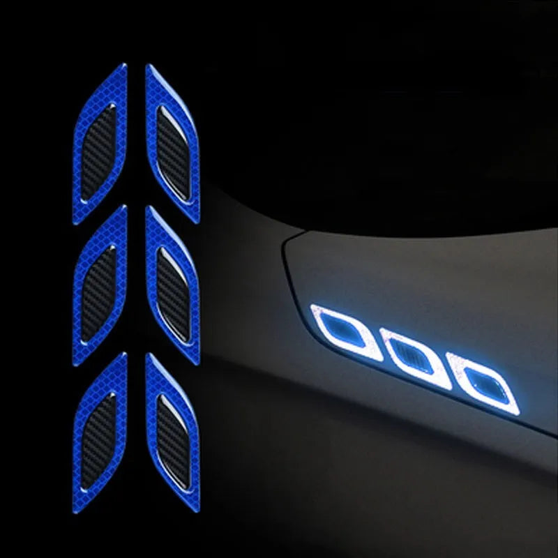 Blue and yellow reflective bumper safety tape strips for car wheel arches measuring 17mm wide