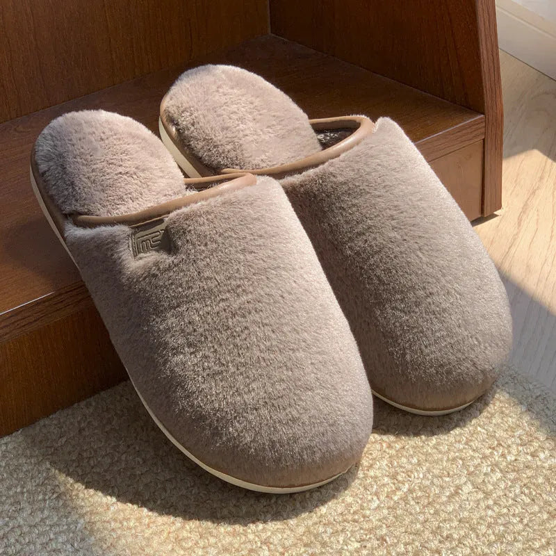 PVC non-slip plush winter slippers in blue brown coffee pink and white colours