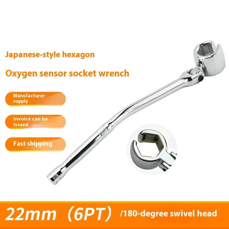 22mm hexagonal oxygen sensor removal tool with bright chrome finish and 270mm length