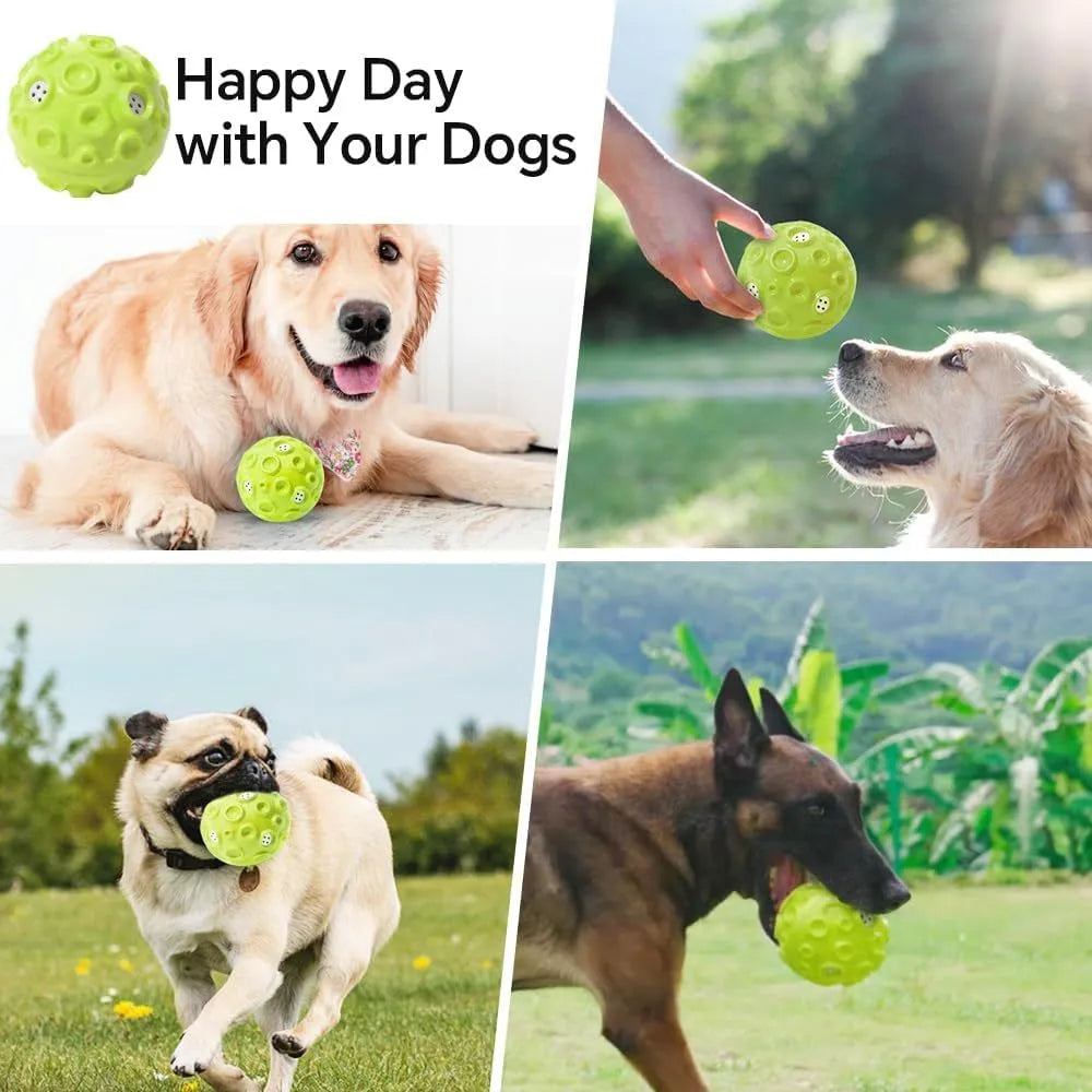 Durable rubber dog toy ball with squeaker sound for aggressive chewers in multiple colours