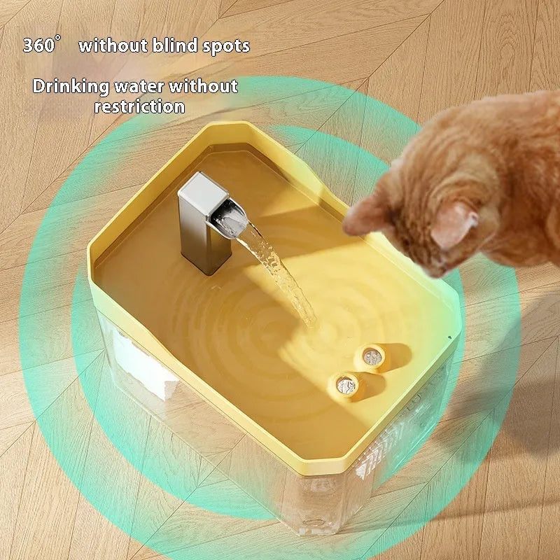 Transparent cat water fountain with circulation pump and filter system