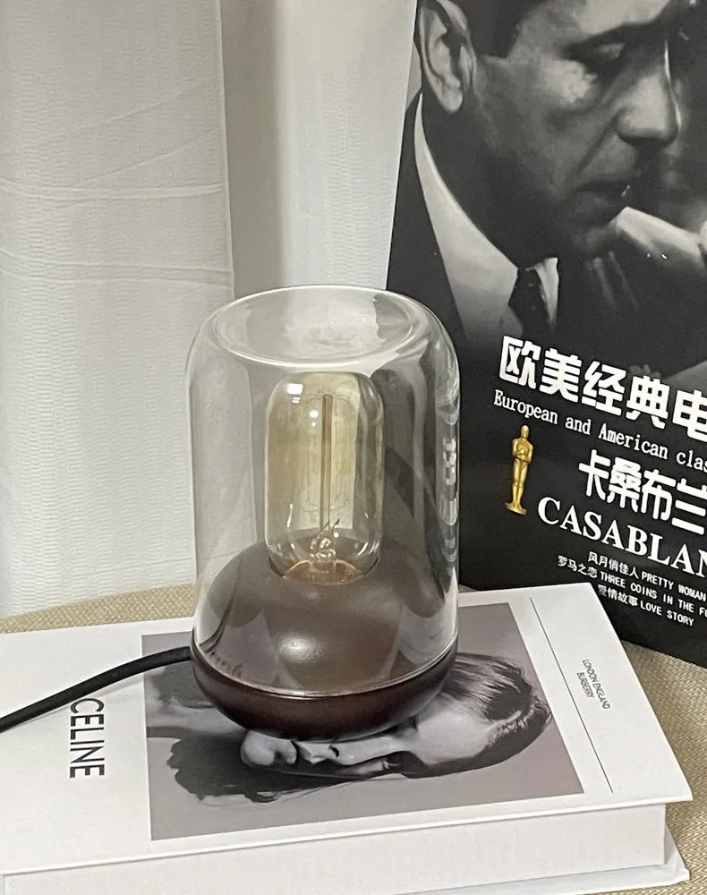 Geometric glass essential oil lamp with modern design for bedroom aromatherapy