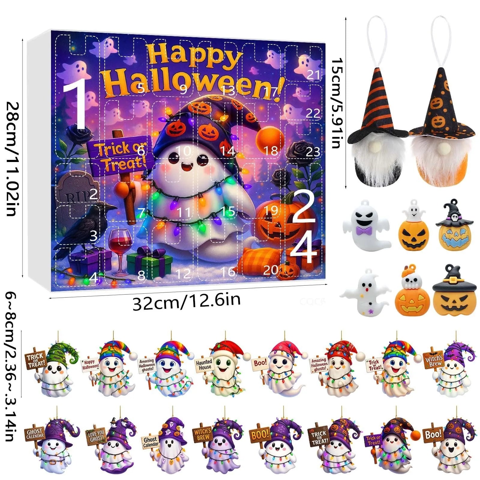 Ghost Pumpkin Doll Blind Box Halloween tree ornaments with acrylic pendants and PVC figurines
