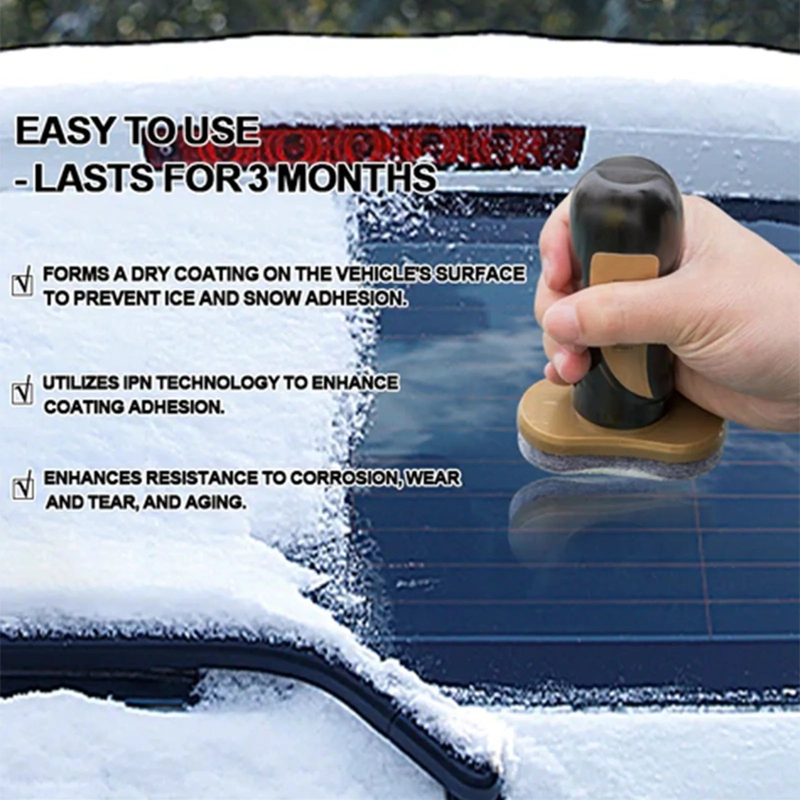Compact blue and white hydrophobic nano coating car snow brush with PE bristles