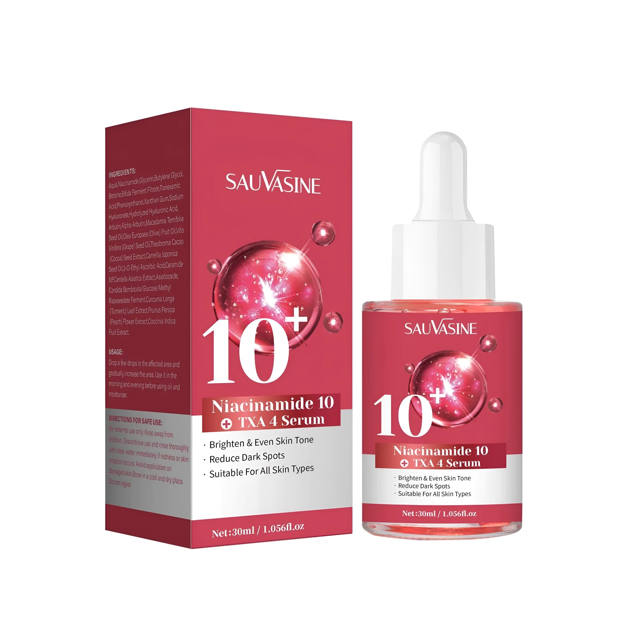30ml bottle of niacinamide 10% TXA 4% serum for facial skincare
