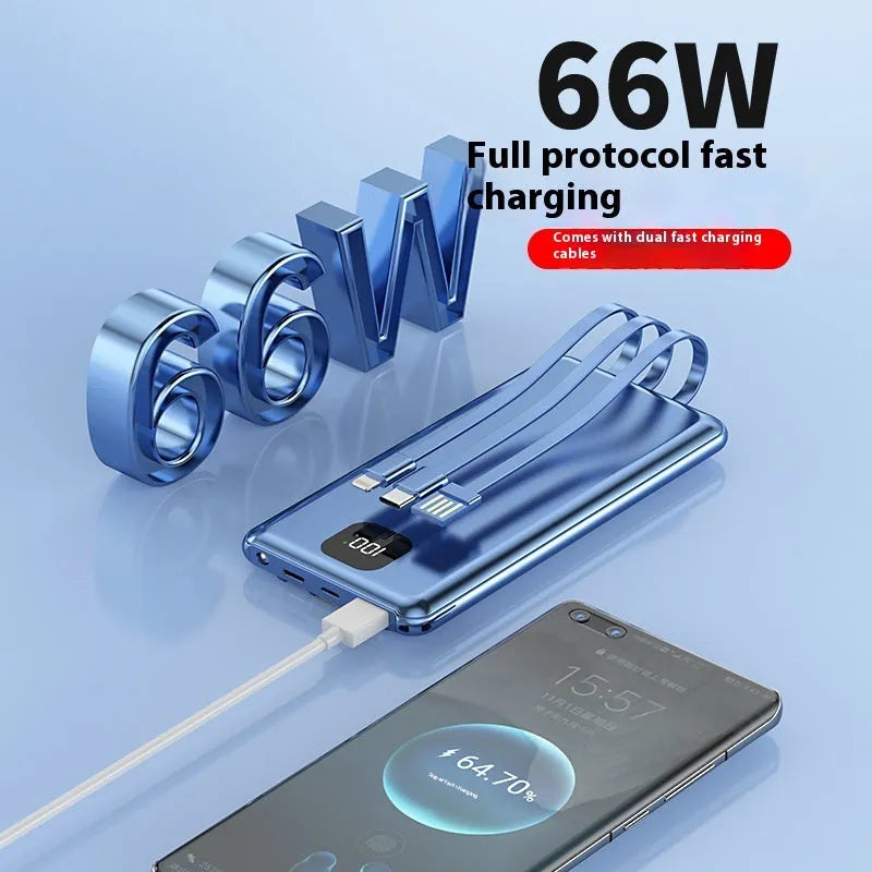 PD66W fast charge power bank 20000 mAh with cable plastic shell cool black 3C version