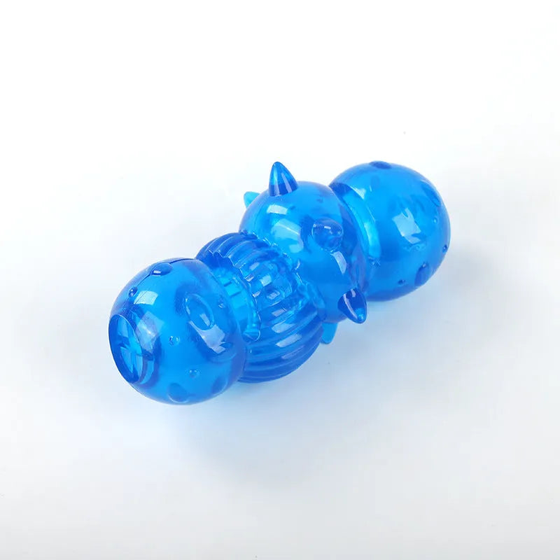Blue TPR dog chew toy for teeth grinding and cleaning, 110 x 40 x 50mm, suitable for medium and large dogs