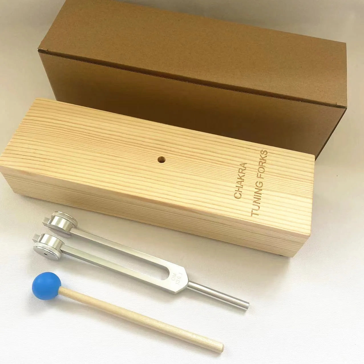 Aluminium tuning fork and speaker kit for 432Hz and 528Hz sound therapy frequencies.