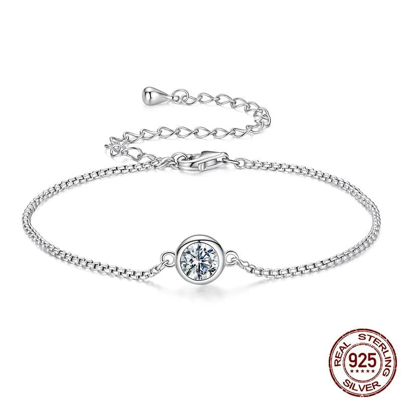 D-colour bright classic moissanite bracelet 925 sterling silver electroplated finish