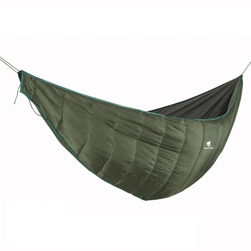 Green waterproof camping hammock in 20D380T nylon grid cloth, 228 x 65cm single portable folding outdoor leisure hammock
