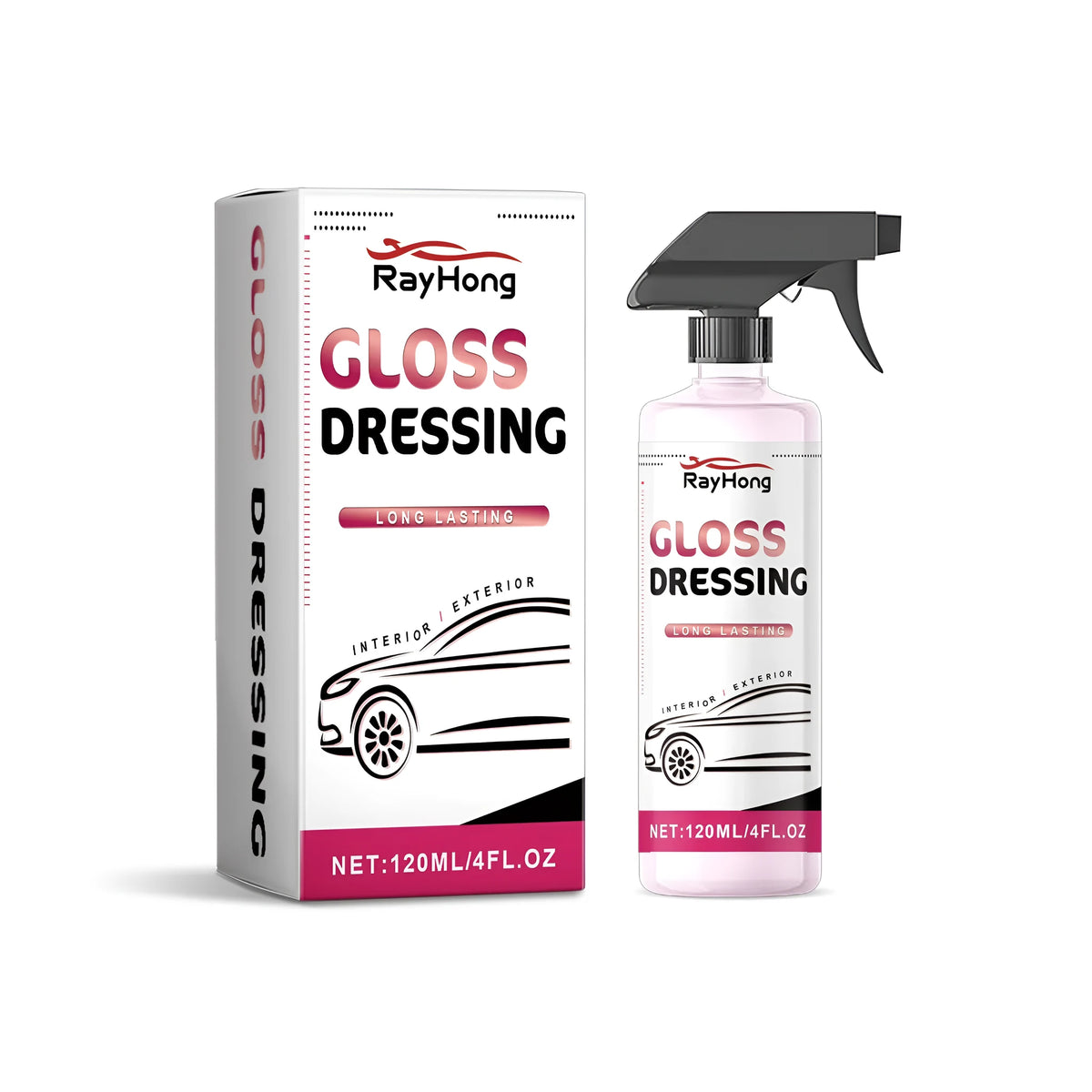 120ml automotive care gloss agent bottle measuring 5.5x11cm with nano-silicon and silicone oil formula