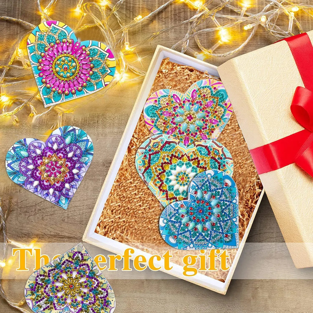 Six leather bookmarks with crystal flower cornerite decorations in modern simplicity style
