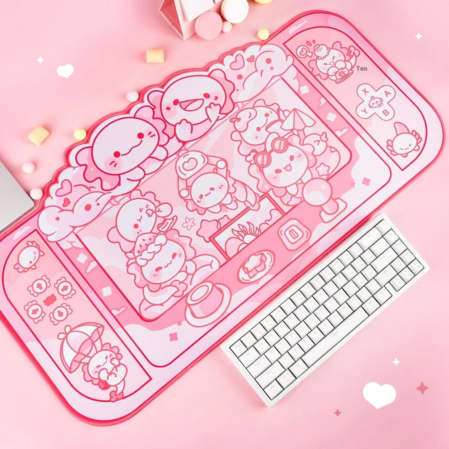 Hexagonal dragon crane machine anime pattern large mouse pad 75x40cm with wrist support