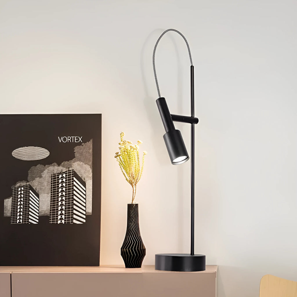 Rotating wrought iron bedside table lamp with G9 5W light source, available in sand black, sand nickel, or natural copper.