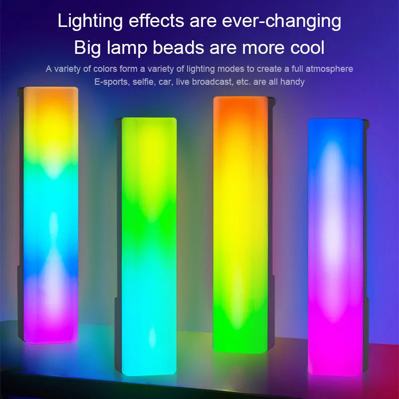 3D RGB voice-activated ambiance lamp with colourful lighting on table top