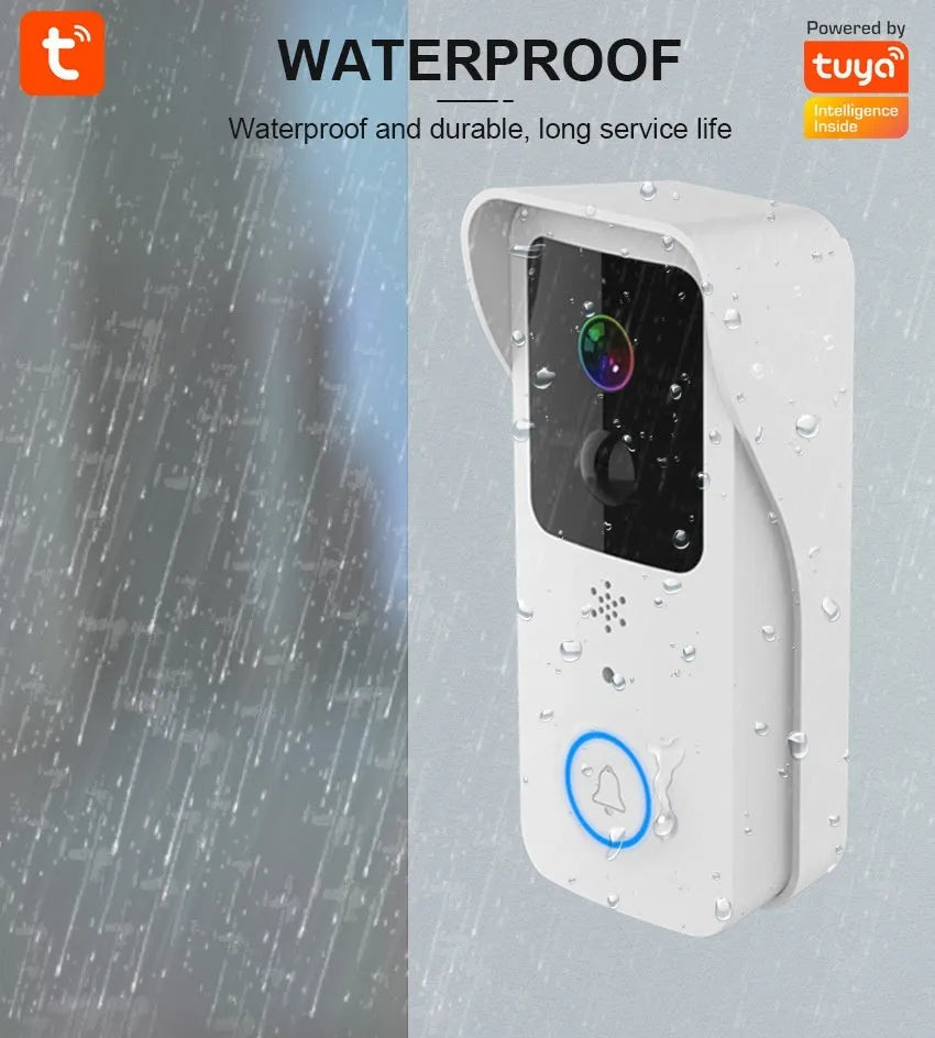 Smart home waterproof HD visual doorbell intercom unit in black or white.