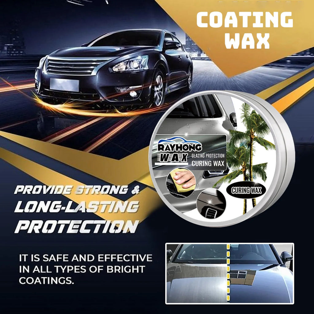 Car coating wax block and sponge applicator for paint protection, showing 8.7cm wax and 6.6cm sponge