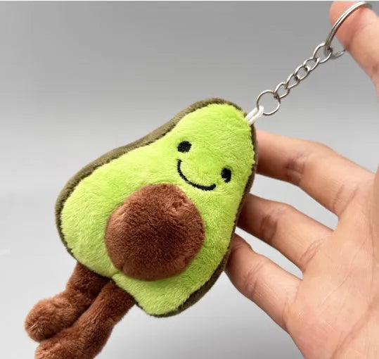 Funny vegetable plush keychain featuring onion, garlic, and broccoli pendants on a ring