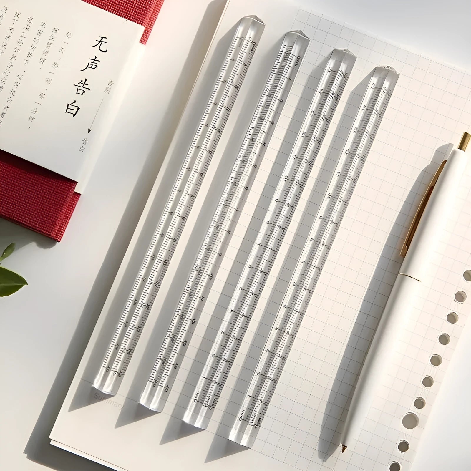 15cm white plastic ruler for primary school students, simple stationery measuring tool