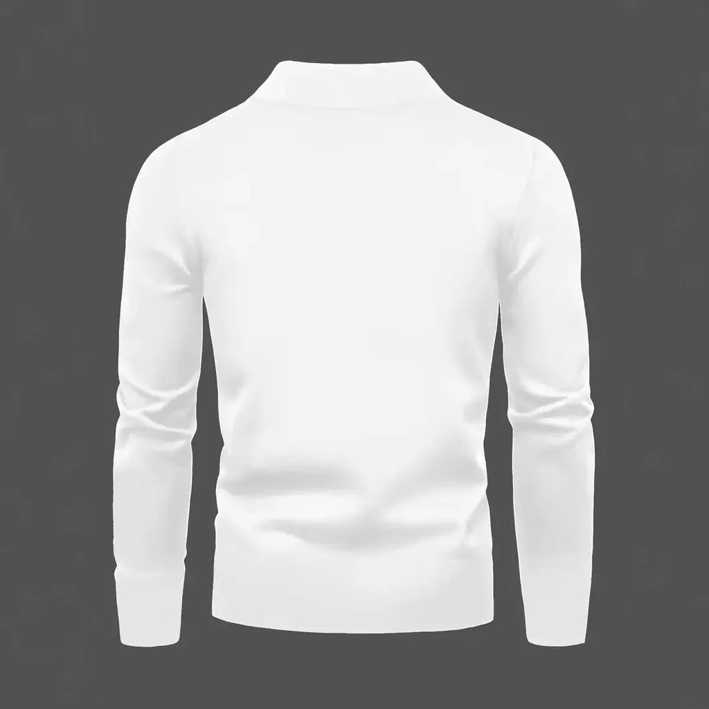 White women's crown print high neck long sleeve slim fit pullover top on casual background