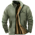 Men's polyester padded coat with fleece lining in blue, green, or light brown