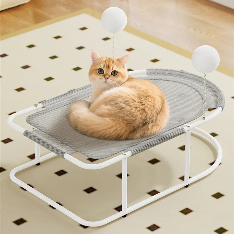 Large grey fabric cat and puppy kennel with breathable summer construction